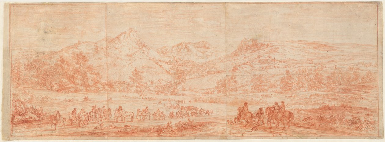 Französische Truppen vor Salins und den umliegenden Hügeln af Adam Frans van der Meulen