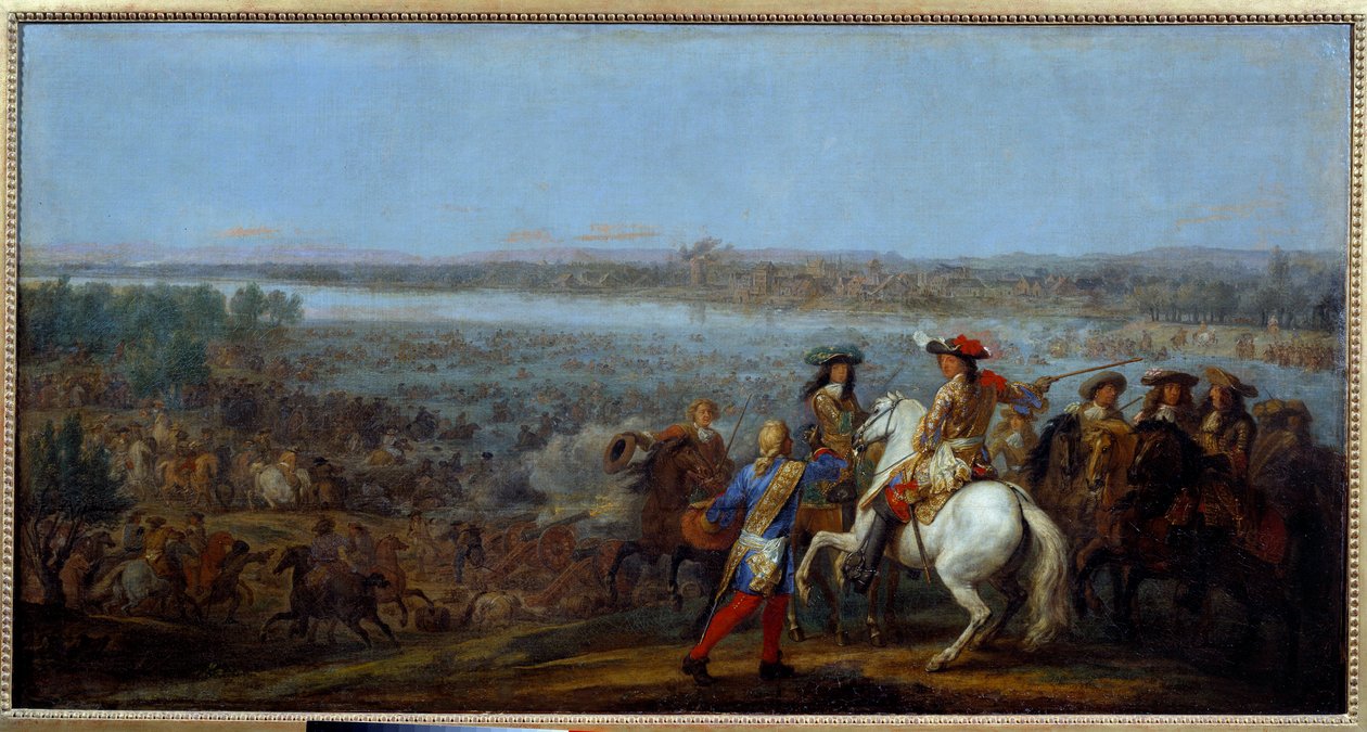 Holland War: "" passagen af Rhinen den 12/06/1672"" Hærene af kong Louis XIV (1638-1715) og Louis II af Bourbon, Prince of Conde (Bourbon-Conde) (Grand Conde) (1621- 1686) passerer Rhinen til Tolhuis. Maleri af Adam Frans van der Meulen (1632-90) M af Adam Frans van der Meulen