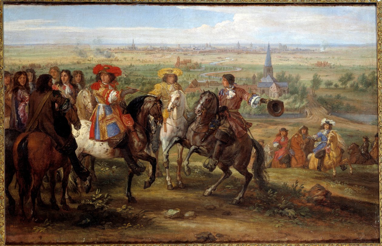 Kong Ludvig XIV før priorinden af Fives ved sædet i Lille i august 1667 Maleri af Adam Frans Van der Meulen (1632-1690) (ec.flam.) 1667 Søn. 0,52x0,8 m - Kong Ludvig XIV ved belejringen af Lille mod Femernes Priory, august 1667. Maleri af Ad af Adam Frans van der Meulen
