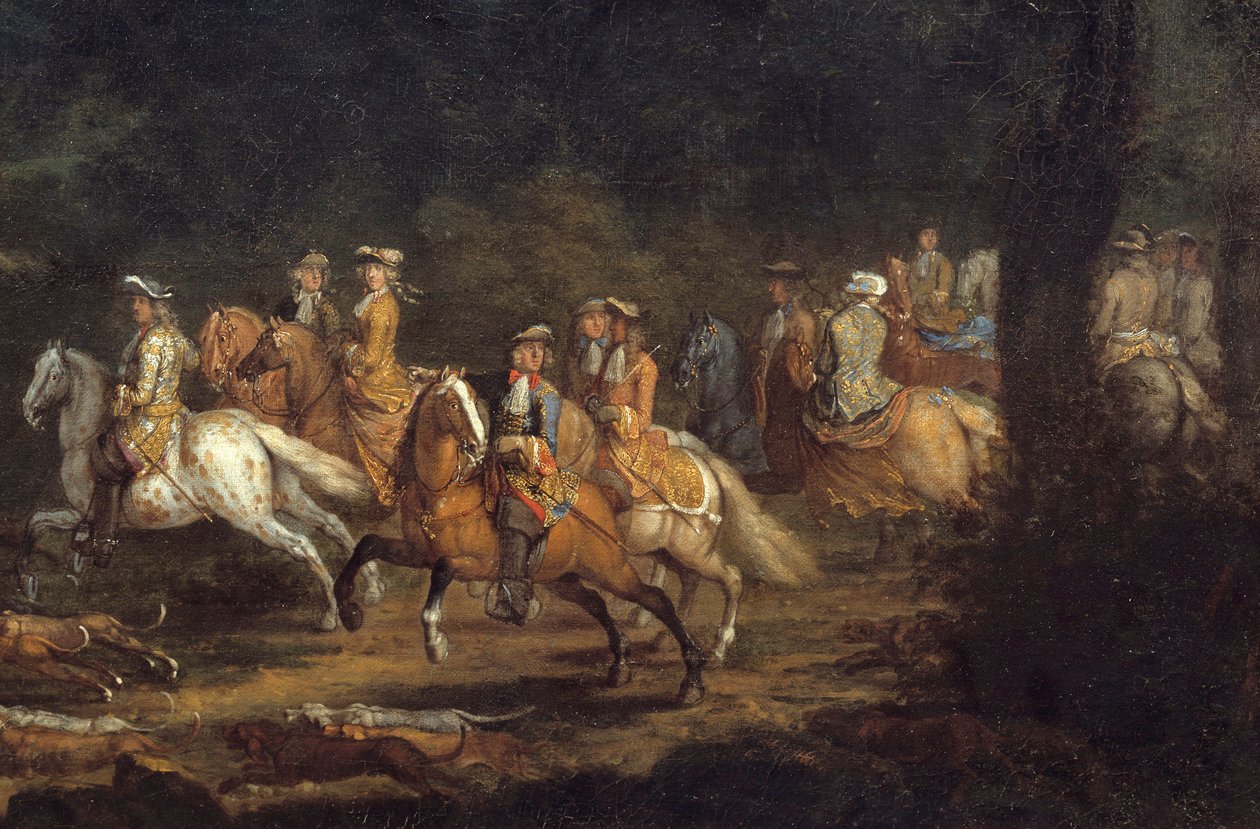 Kong Ludvig XIV har detaljejagten. Maleri af Adam Francois Van Der Meulen (1632-1690) af Adam Frans van der Meulen
