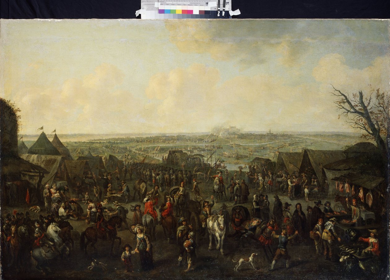 ""Belejringen af ​​en by" (Belejringen af ​​en by) Scene af det daglige liv i en belejret by. Maleri af Adam Frans van der Meulen (1632-1690) 1600-tallets Eremitagemuseum Sankt Petersborg af Adam Frans van der Meulen