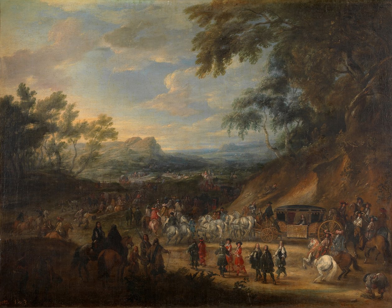 Luis de Benavides Carrillo, markis af Caracena og hans følge af Adam Frans van der Meulen