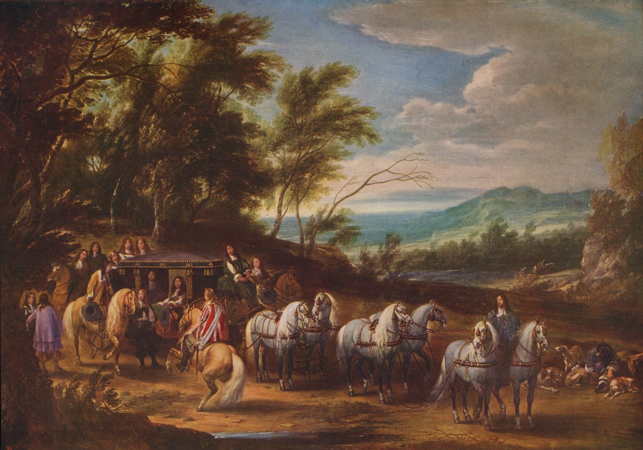 Philippe Francois dArenberg møder tropper, 1662, c1915 af Adam Frans van der Meulen