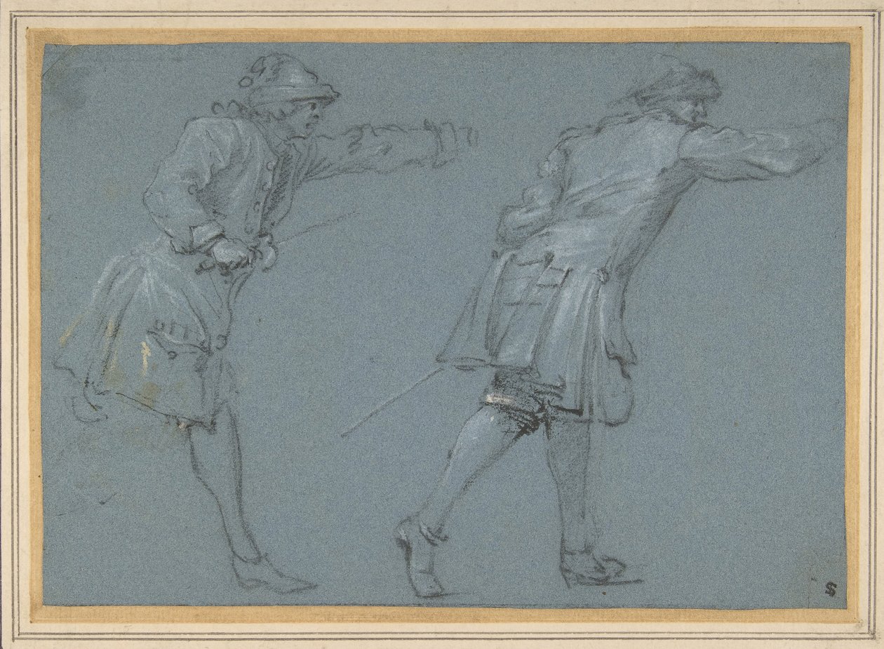 Studie af to soldaters sværdkamp, 1600-tallet. af Adam Frans van der Meulen