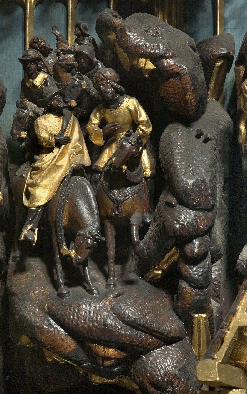 Tilbedelse af Magi, detalje af Adam Kraft
