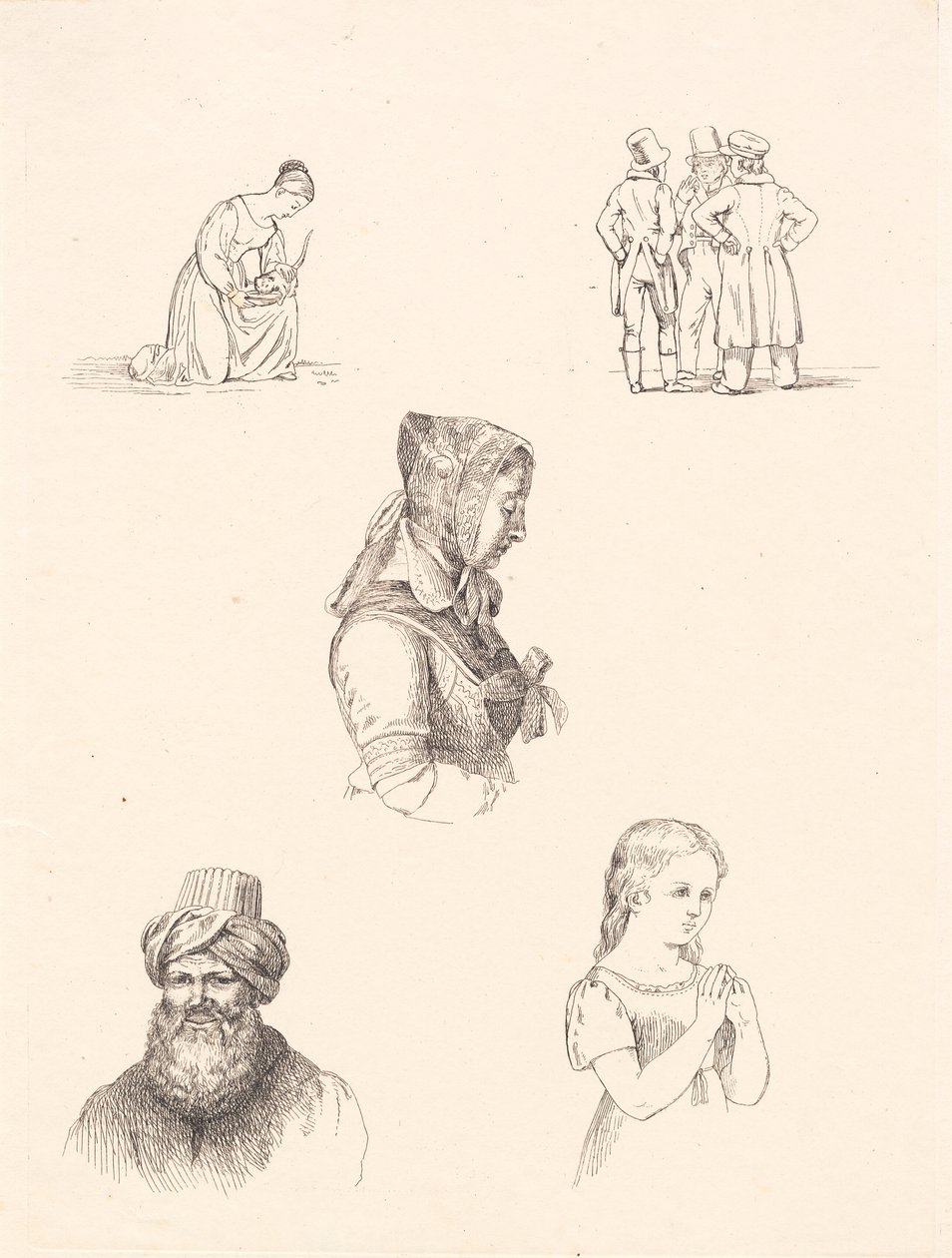 Prøveblad med figurstudier af Adam Müller