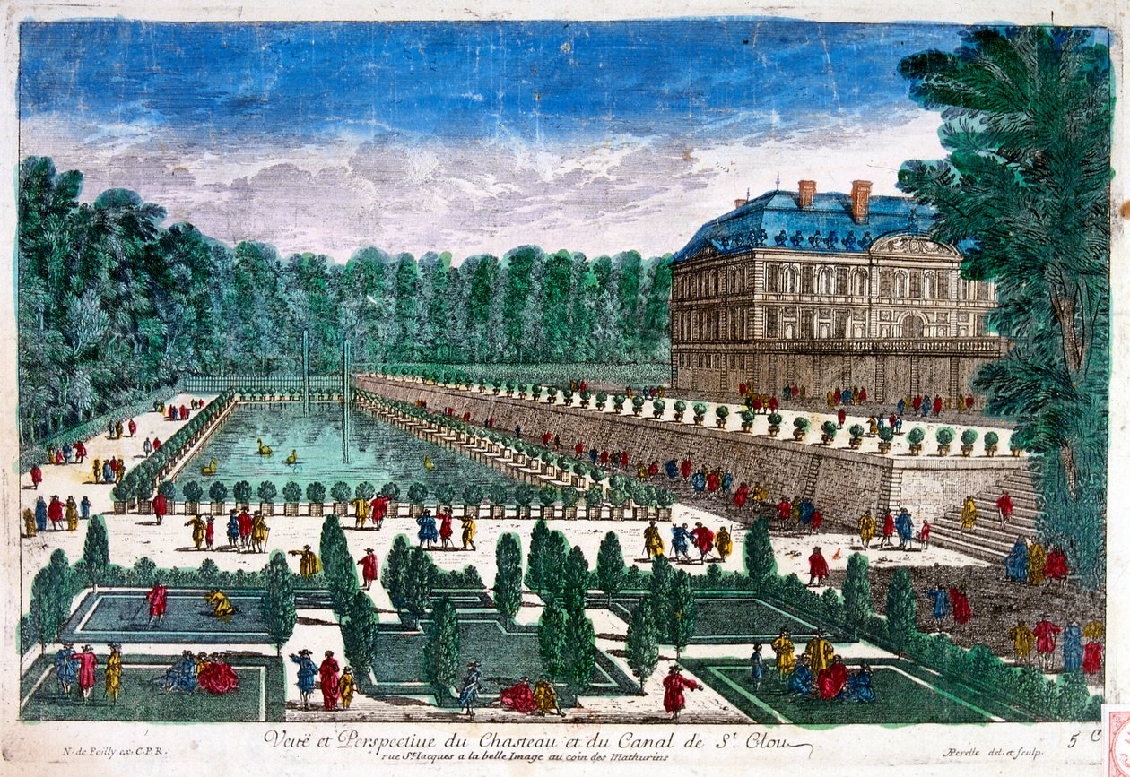 17. århundrede, Illustration, der viser Chateau de Saint-Cloud af Adam Perelle