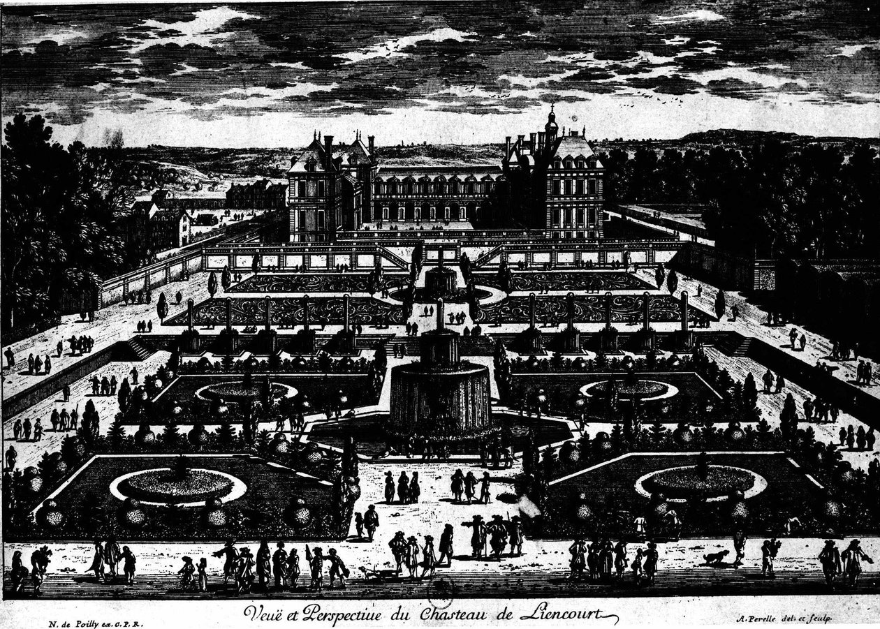 Chateau de la Rochefoucauld i Liancourt; tegning af Perelle. af Adam Perelle