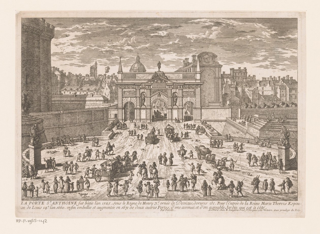 Udsigt over Porte Saint-Antoine La Porte St. Antoine (...) (titel på objekt) af Adam Perelle