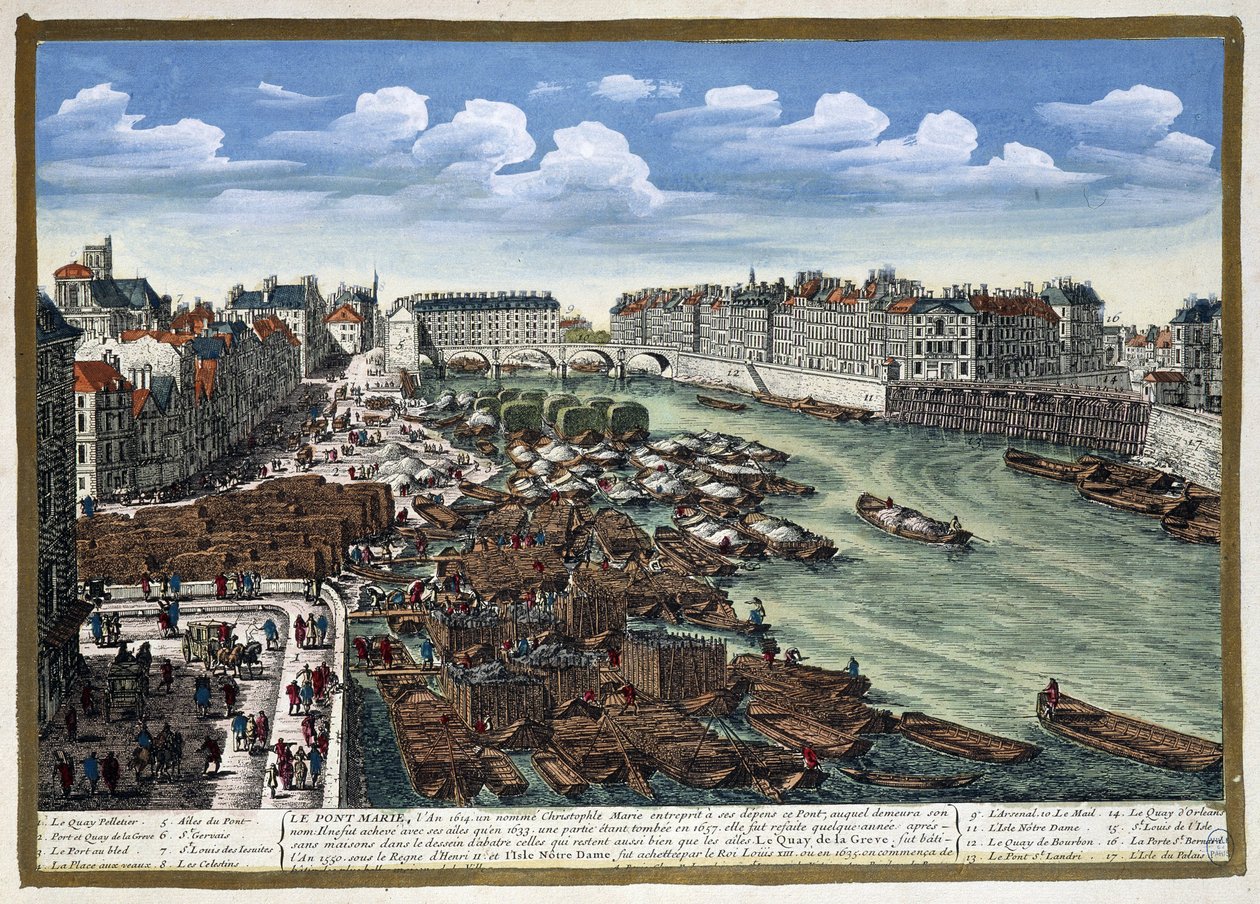 Le Pont Marie efter dens genopbygning - i "" Paris" af Perelle af Adam Perelle