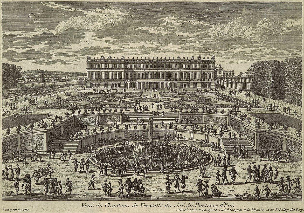 Udsigt over Versailles, havefacade, 1680