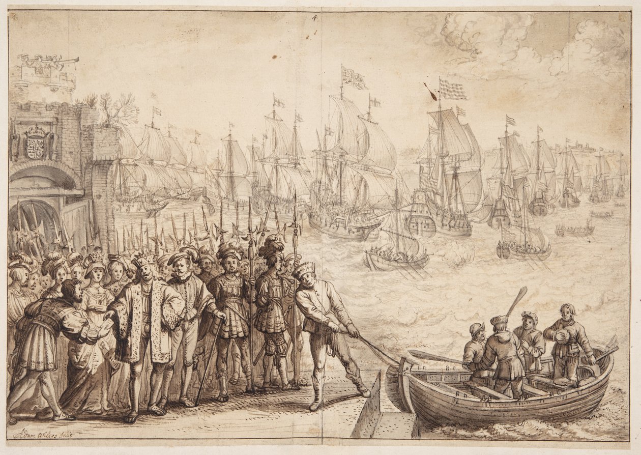 Christian II forlader København i 1523 af Adam Willaerts
