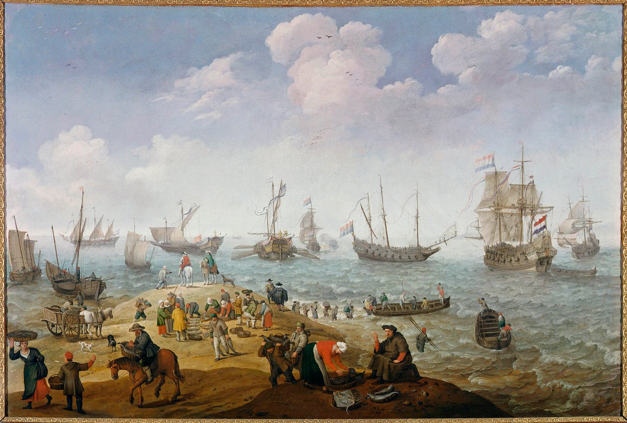 Fiskescene-maleri af Adam Willaerts (1577-1664) 1600-tallets privatsamling af Adam Willaerts