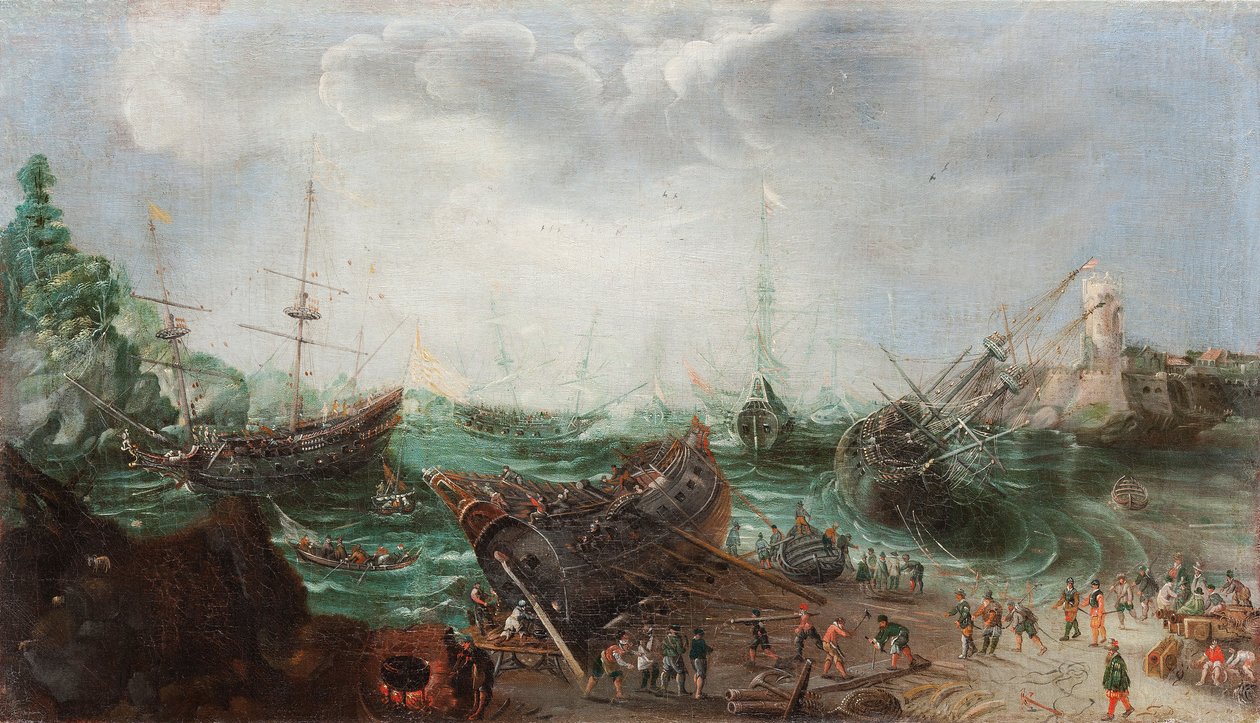 Havnescene, ca. 1615 af Adam Willaerts