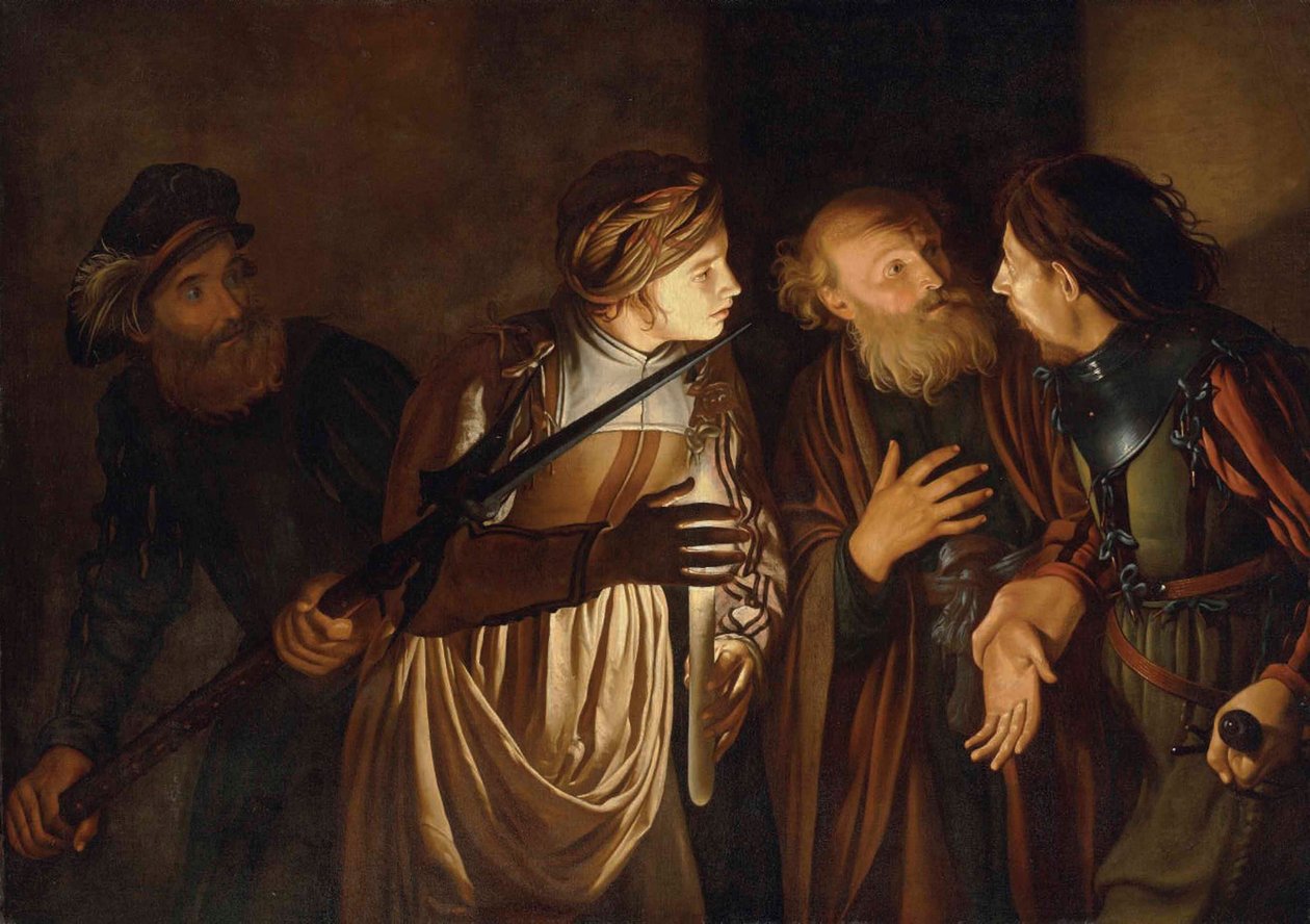 The Denial of Saint Peter (olie på lærred) af Adam de Coster