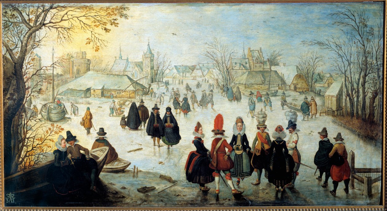 Les skaters Maleri af Adam Van Breen (1599-1665) 1600-tallet søn. 0,35x0,65 m af Adam van Breen