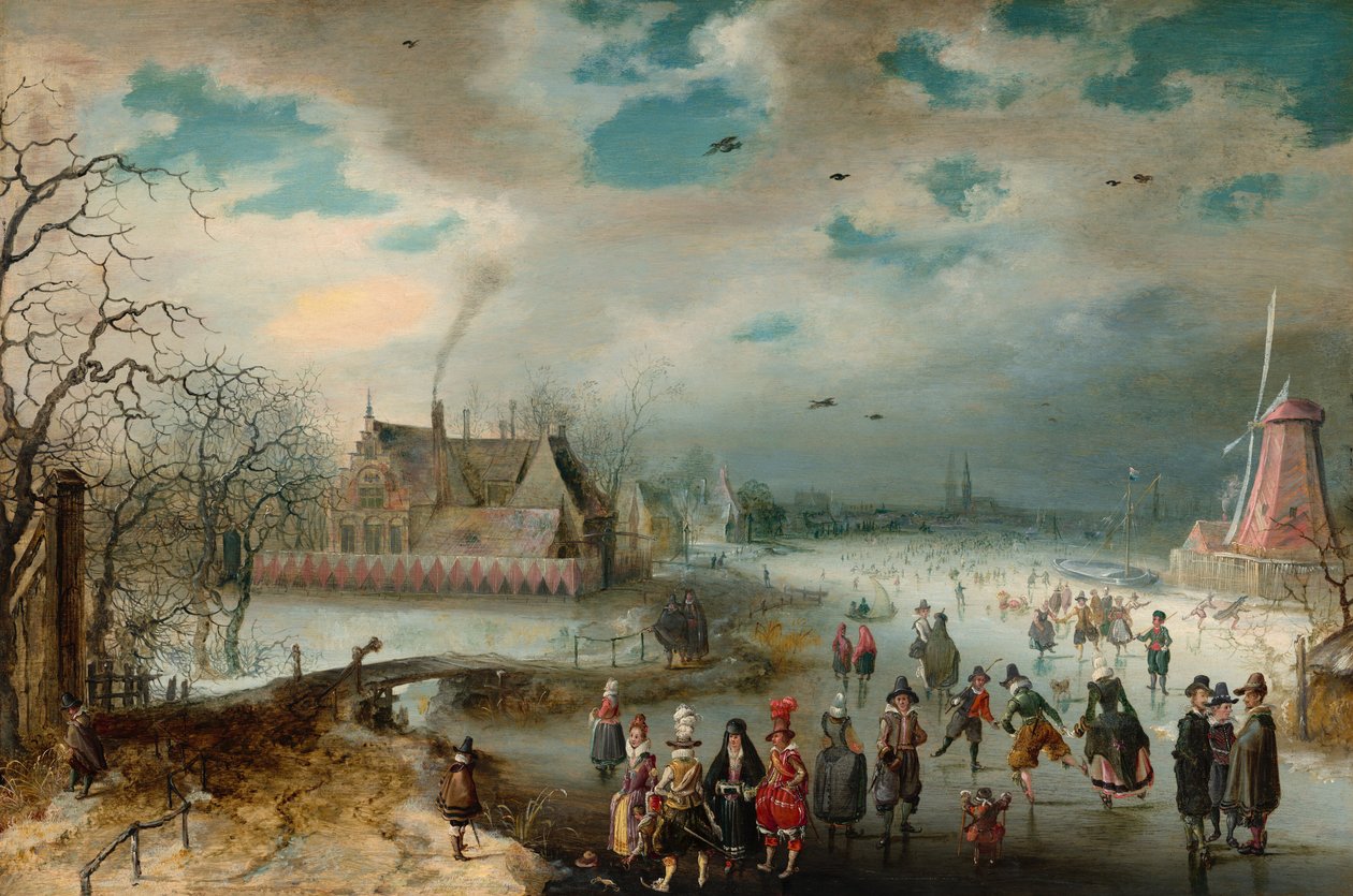 Skøjteløb på den frosne Amstel-flod, 1611. af Adam van Breen