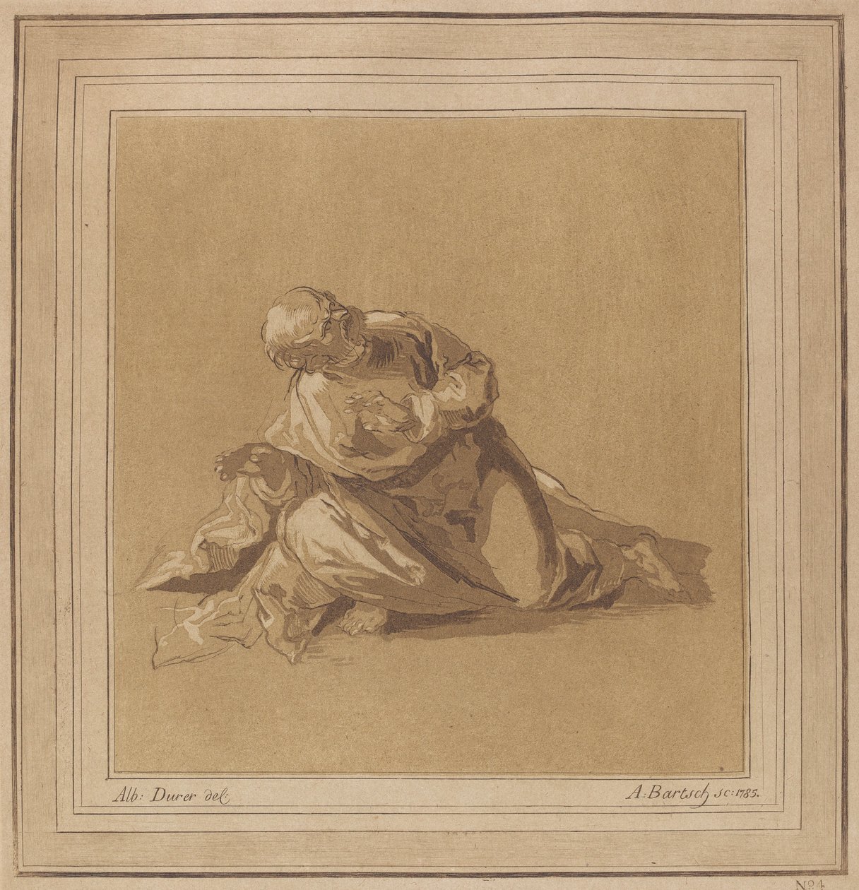En krumbøjet apostel Sankt Peter, 1785. af Adam von Bartsch