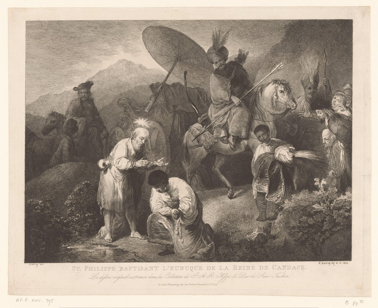 De doop van de kamerling af Philippus Skt. Philip døber evnukken af ​​dronningen af ​​Candace (titel på objektet) af Adam von Bartsch