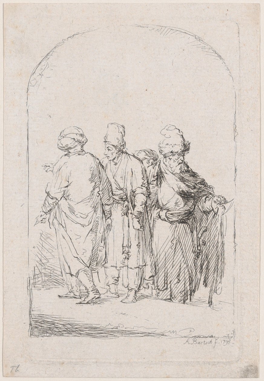 Gruppe på fire stående mænd i orientalsk dragt, 1795. af Adam von Bartsch