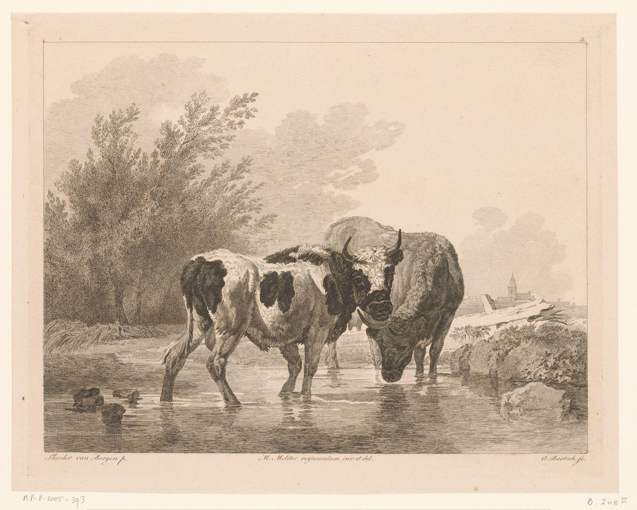 To køer i et vandløb Dyr efter malerier af hollandske mestre (serietitel) Différens animaux graves d