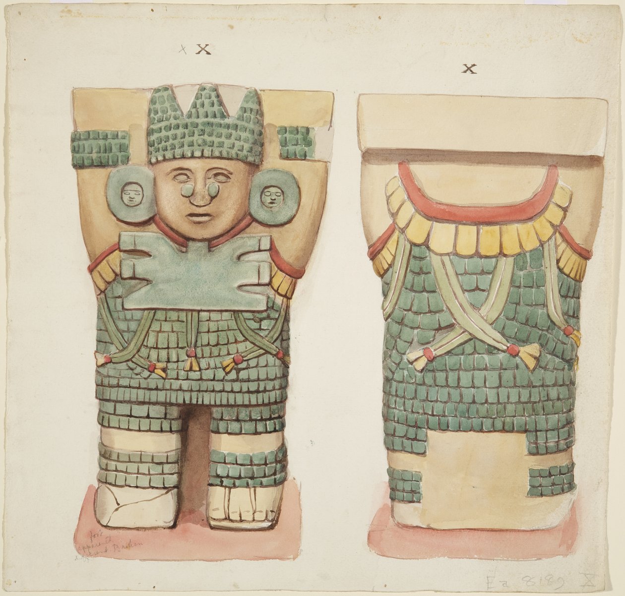 Caryatid X, der viser front og bagside (akvarel) af Adela Breton