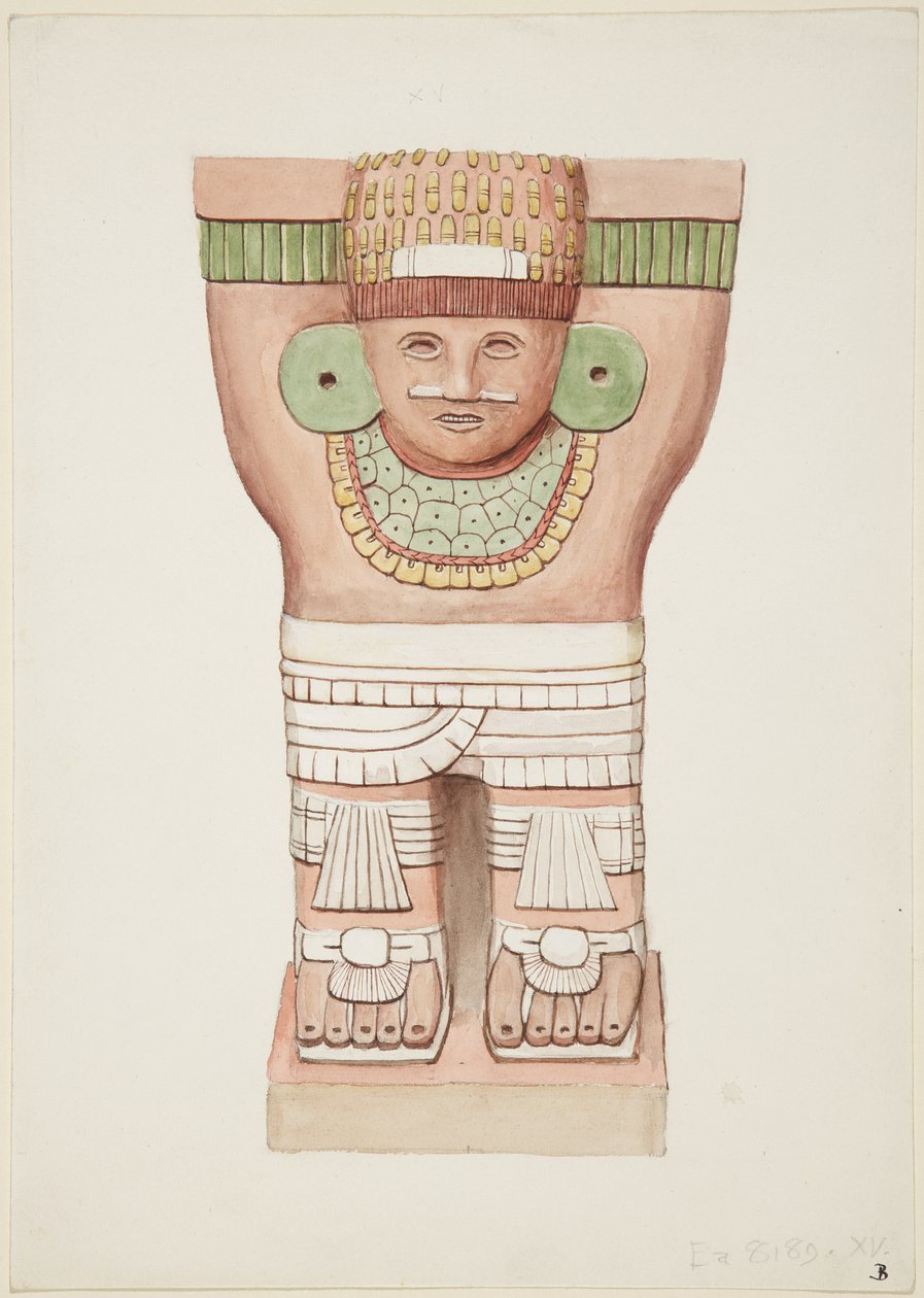 Karyatid fra det ydre kammer, Temple A, boldbanetemplet, Chichen Itza, Mexico af Adela Breton