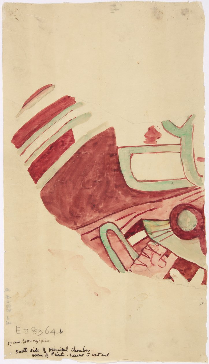 Kopi af et fragment af et vægmaleri fra Teotihuacan, Mexico State af Adela Breton