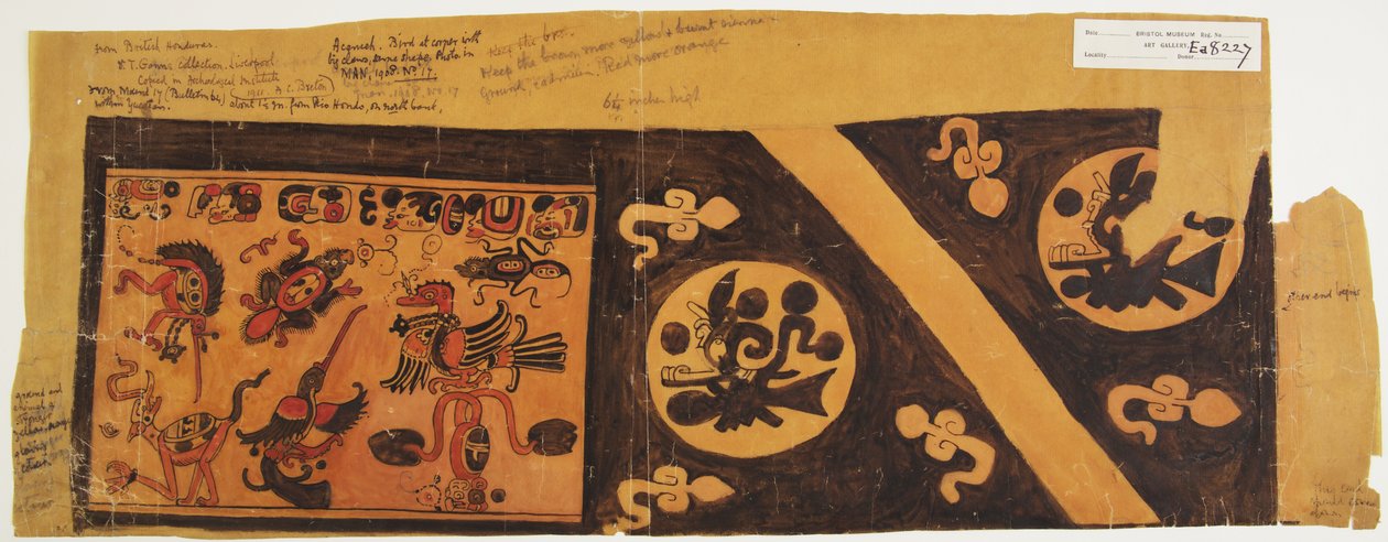 Design fra en gryde fra Britisk Honduras (Belize), Yucatan (akvarel) af Adela Breton
