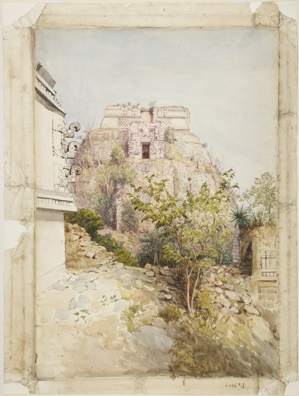 House of the Magician, Uxmal, Mexico (akvarel) af Adela Breton