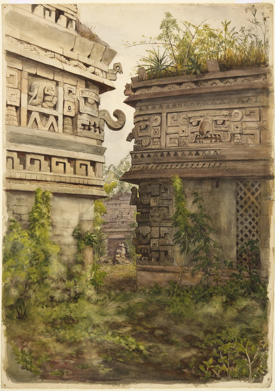 Scene from Chichen Itza, Mexico (watercolor on paper) af Adela Breton