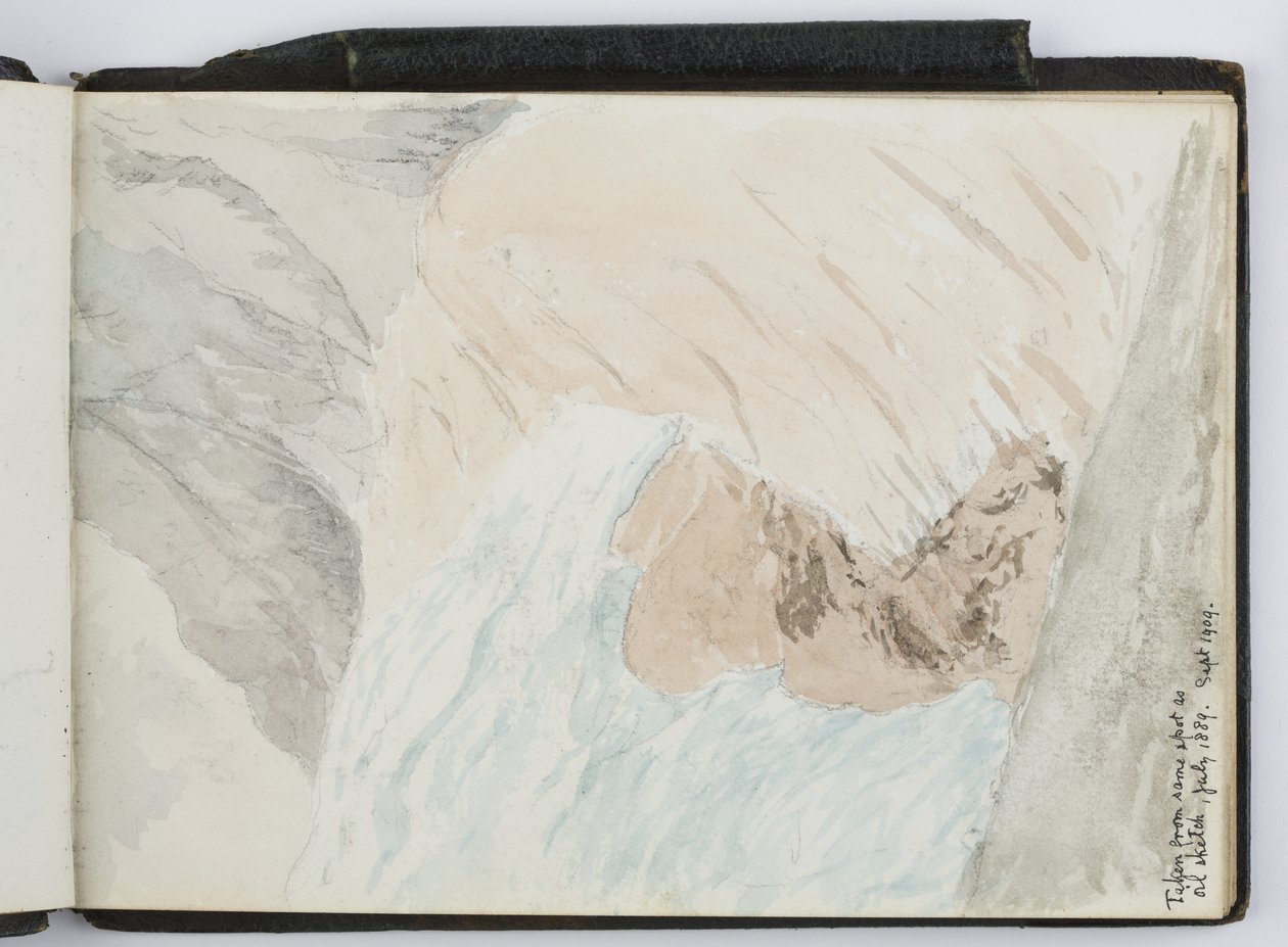 Skitsebog over akvareller, tegninger og noter, Nord- og Sydamerika og Europa, 1909-1910, indbundet i grønt læder (akvarel) af Adela Breton