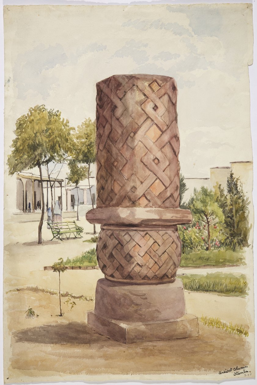 Statue eller søjle ved Otumba, Mexico (akvarel) af Adela Breton