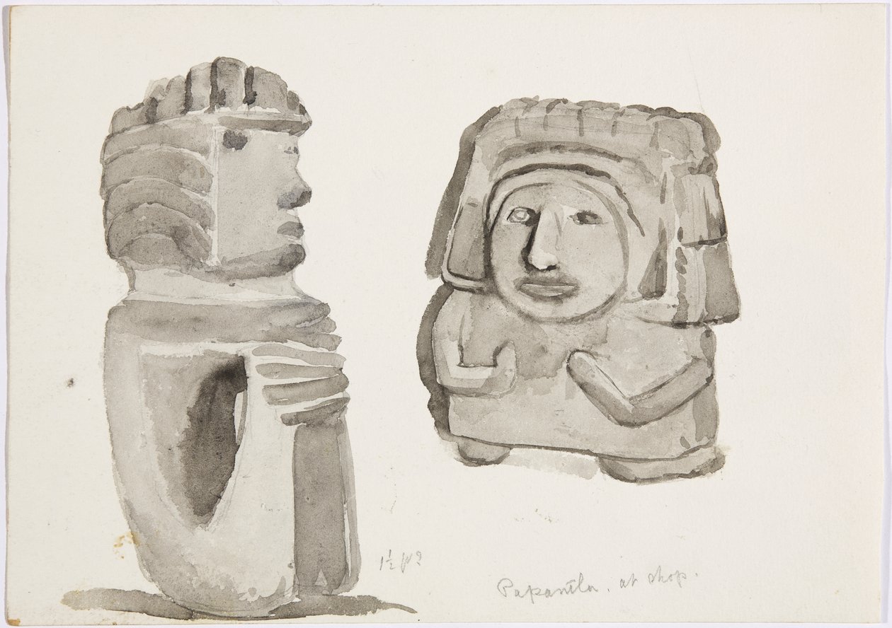 Stenfigurer i Papantla, Mexico (akvarel) af Adela Breton