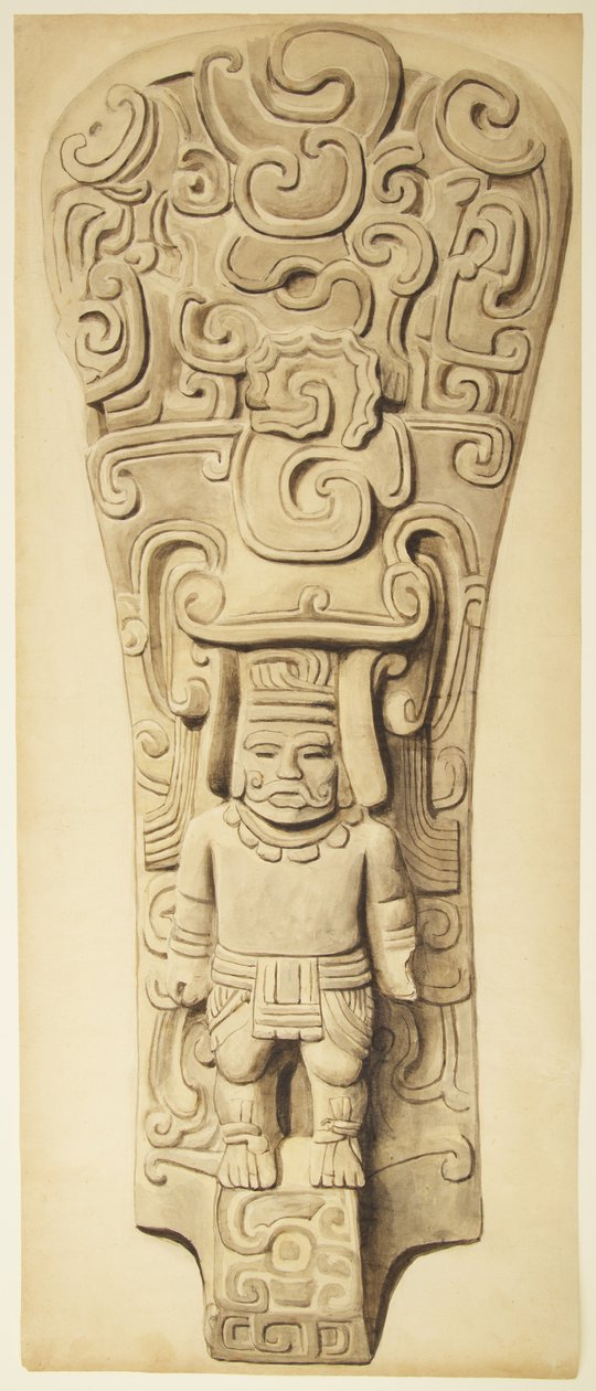 Stenrelief fra Veracruz, Mexico (akvarel og grafit) af Adela Breton
