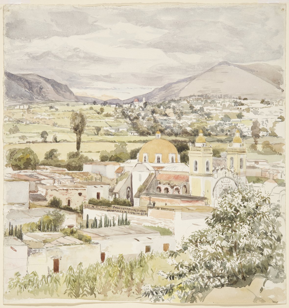Byen Tlaxcala, Mexico 1894 (akvarel) af Adela Breton