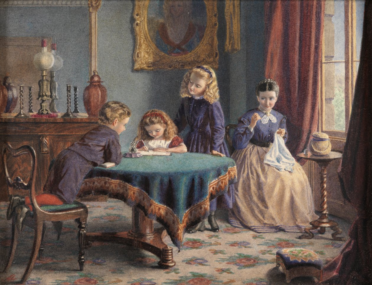 Hendes første bogstav (akvarel) af Adelaide Agnes Maguire