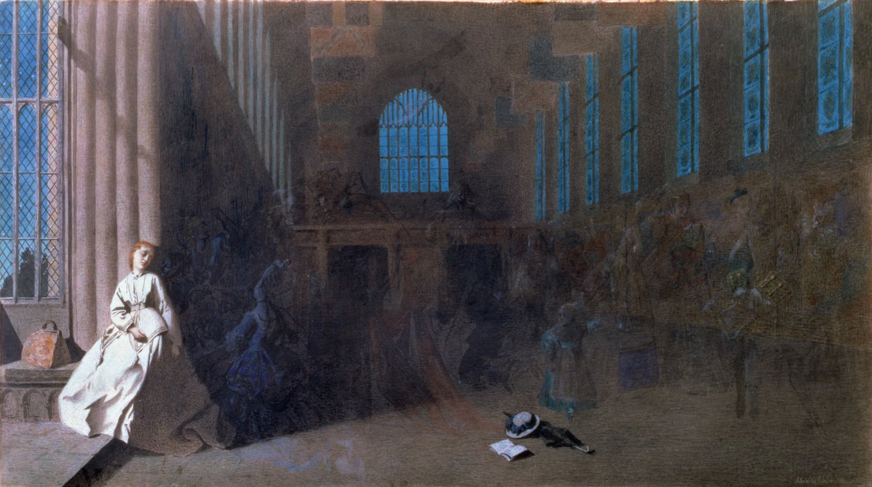 Dreams of the Past, Hampton Court (akvarel på papir) af Adelaide Claxton