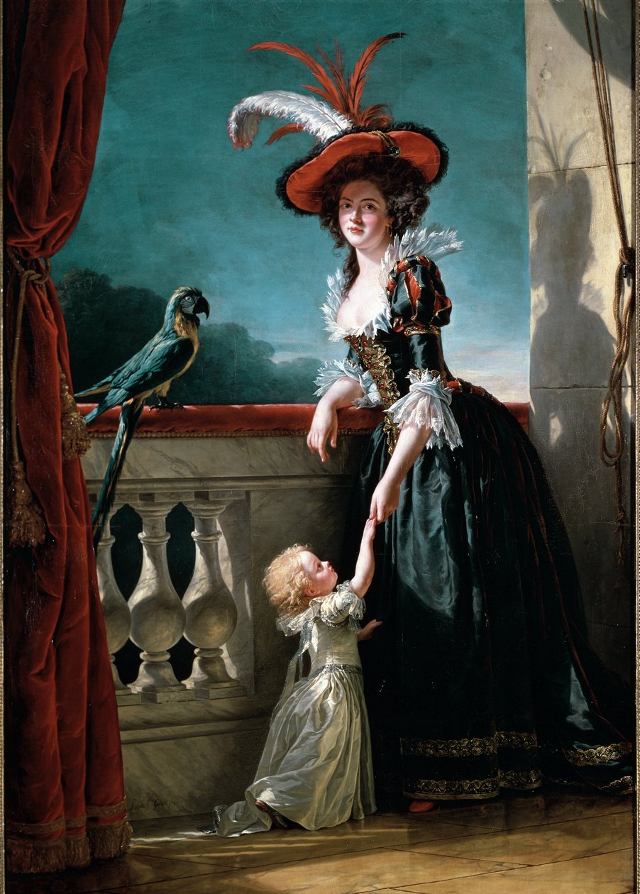 Portræt af Louise Elisabeth af Frankrig og hendes søn, Don Ferdinand (olie på lærred af Adelaide Labille Guiard