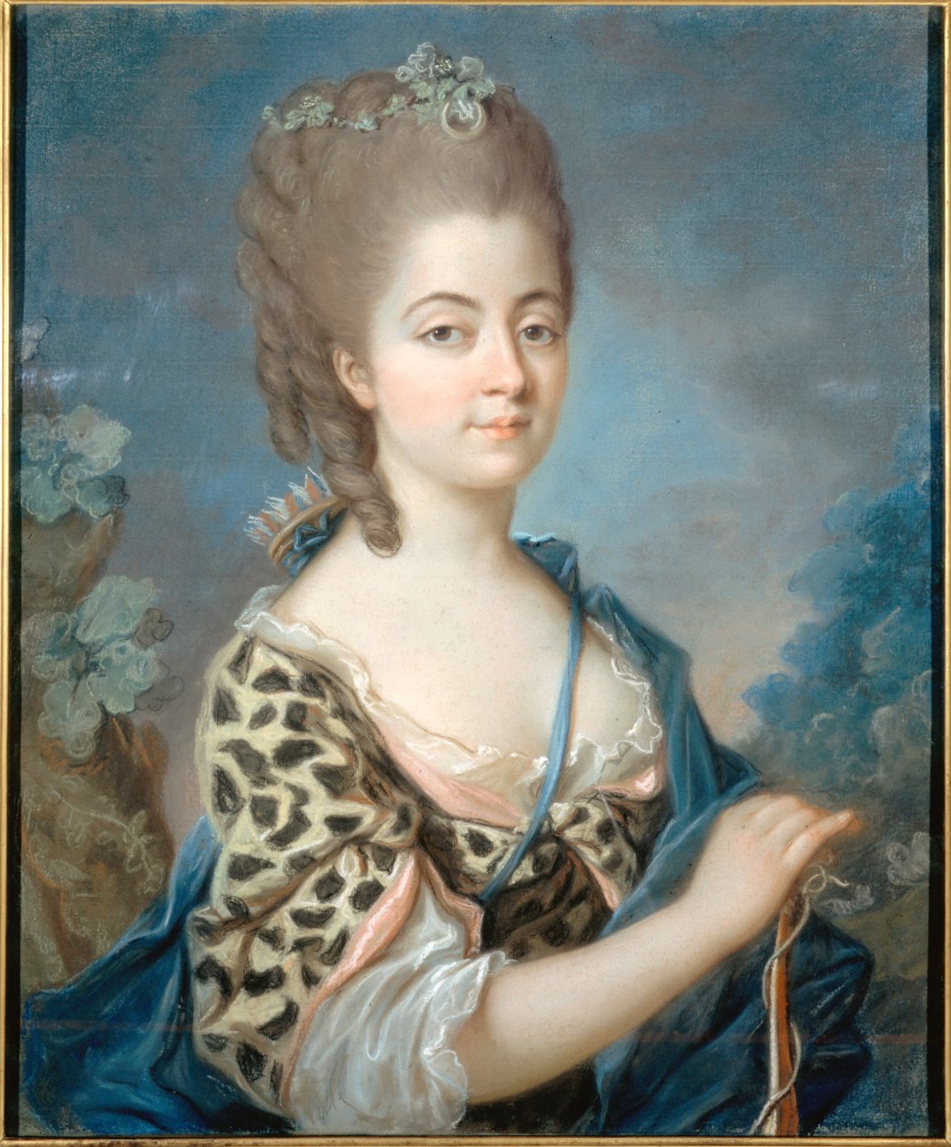Portræt af Marie-Aurore de Saxe 1748-1821 som Diana, ca 1777. af Adelaide Labille Guiard