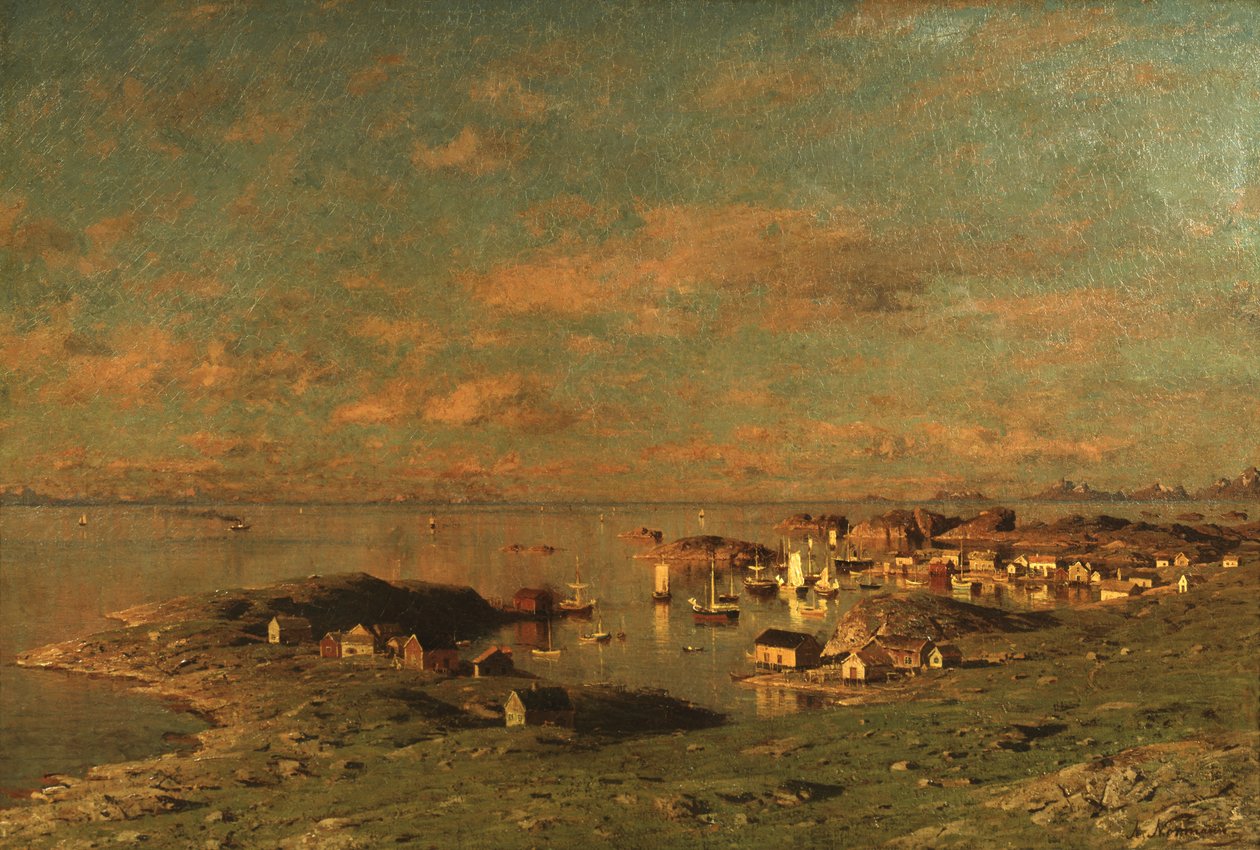 Fra Reine i Lofoten (olie på lærred) af Adelsteen Normann