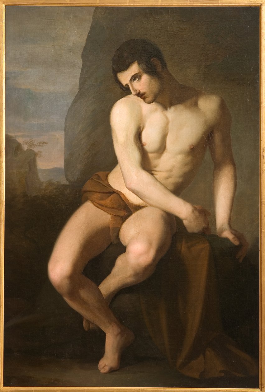 Mand Nøgen (Prometheus) (olie på lærred) af Adeodato Malatesta or Malatesti