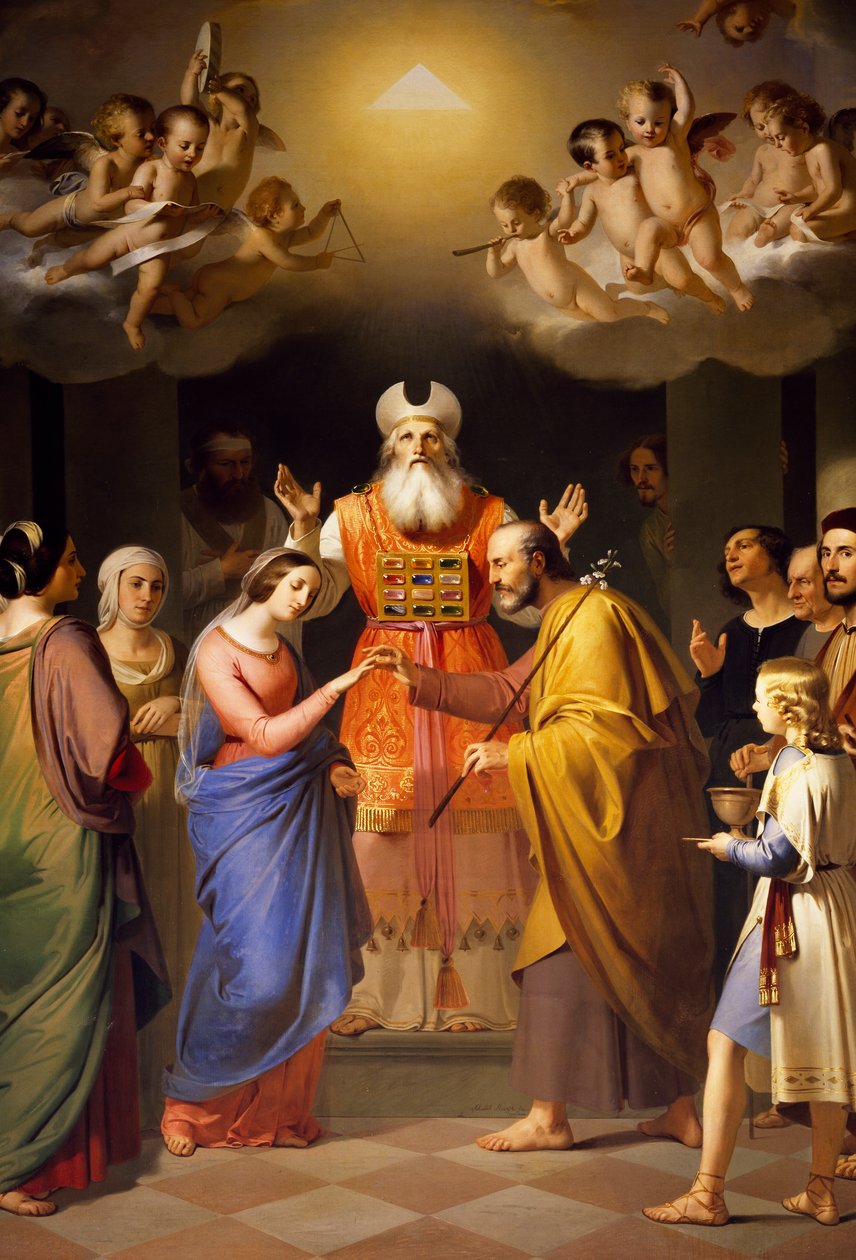 Jomfruens ægteskab, af Adeodato Malatesta (1806-1891), San Giuseppe (St Joseph) Kirke, Bologna, Emilia-Romagna. Italien af Adeodato Malatesta or Malatesti