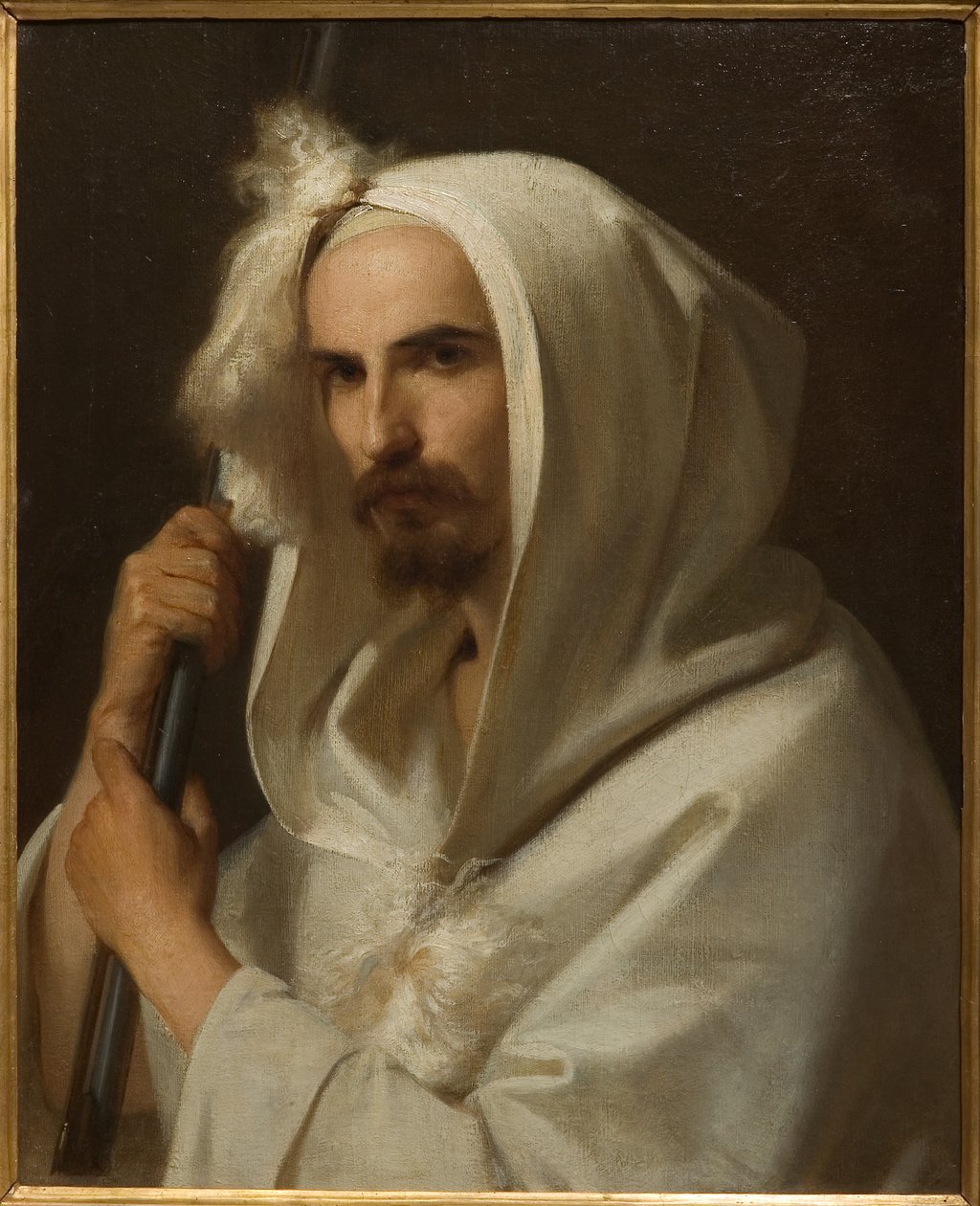 Portræt af en araber med en riffel og en barracano 1849 (olie på lærred) af Adeodato Malatesta or Malatesti