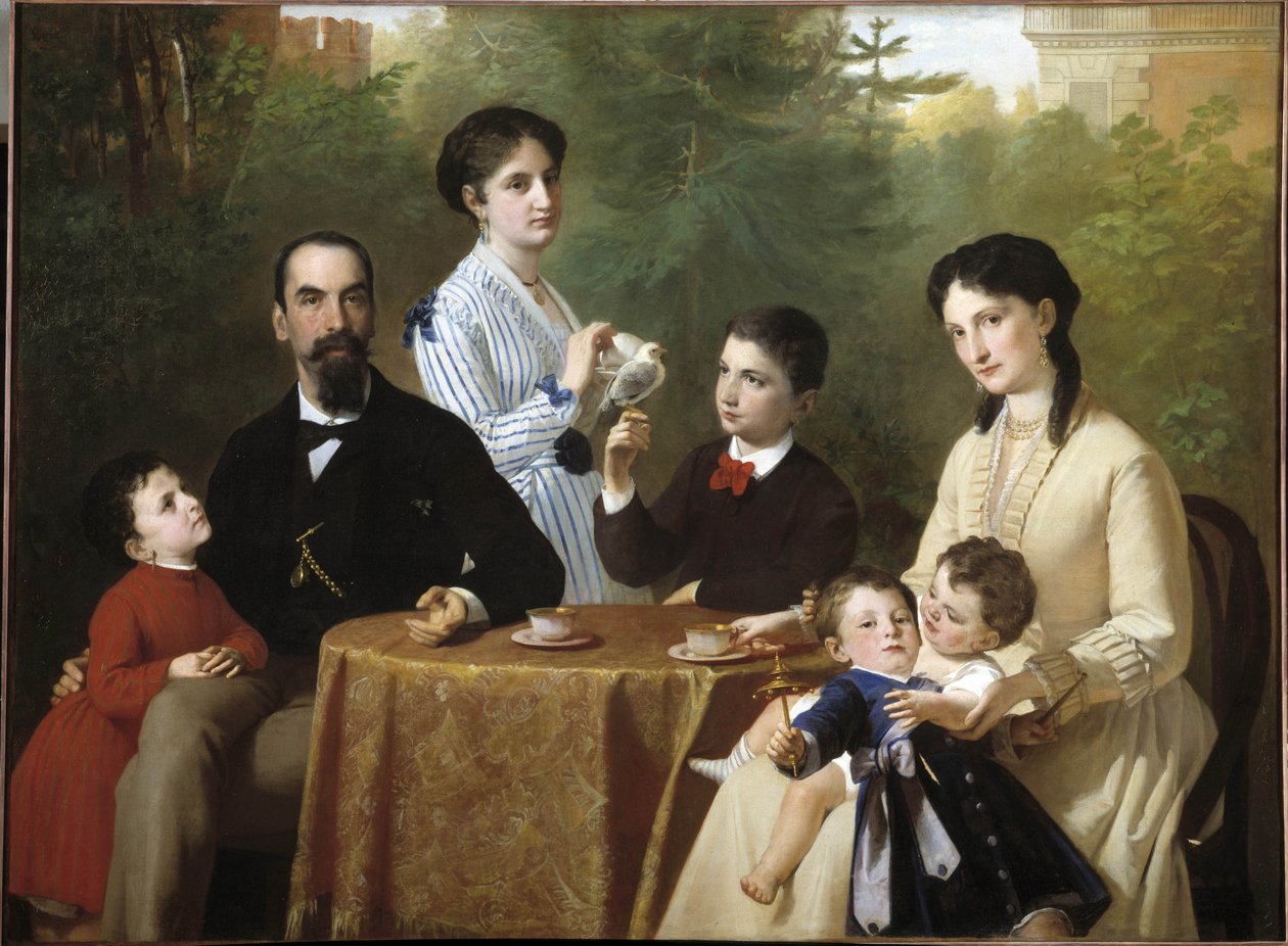 Familien Guastalla (Olie på lærred) af Adeodato Malatesta or Malatesti