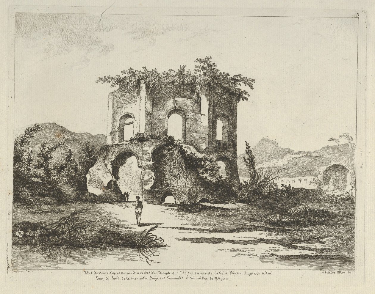 Udsigt over et tempel... dedikeret til Diana fra Forskellige udsigter hentet fra naturen... d..., 1700-tallet. af Adélaide Allou