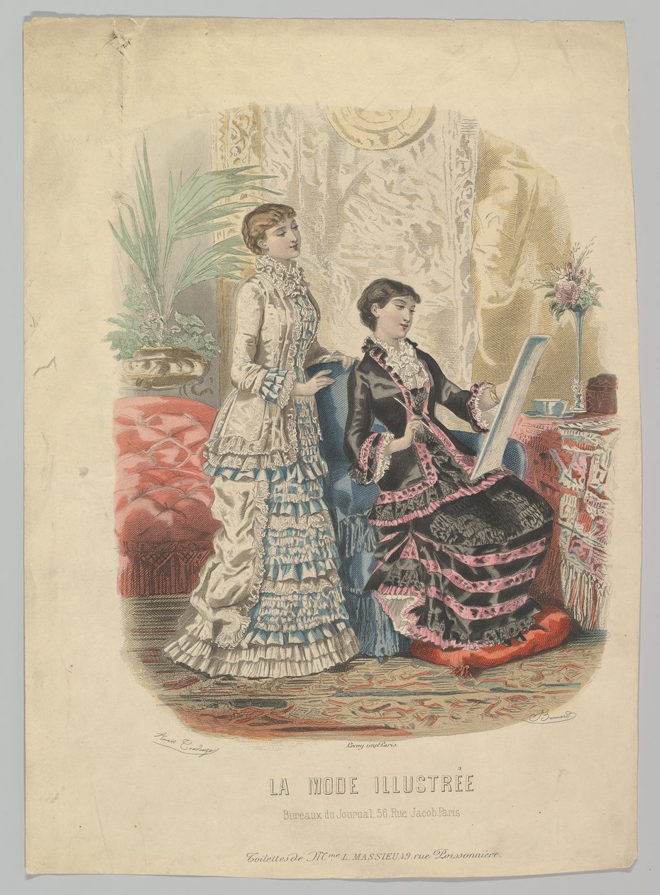 Toiletter af fru L. Massieu, fra La Mode Illustrée, 1881 af Adèle Anaïs Colin
