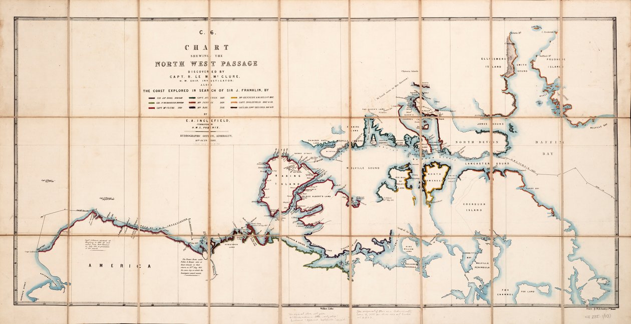 Kort, der viser Nordvestpassagen opdaget af kaptajn R. Le M. McClure, HMS 