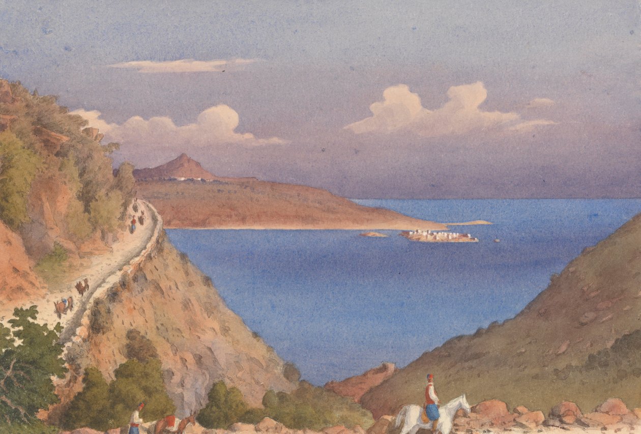 "Fortet i Suda [Souda] og indgangen til Suda-bugten, Candia [Kreta], 24. oktober 1857 af Admiral Sir Edward Gennys Fanshawe
