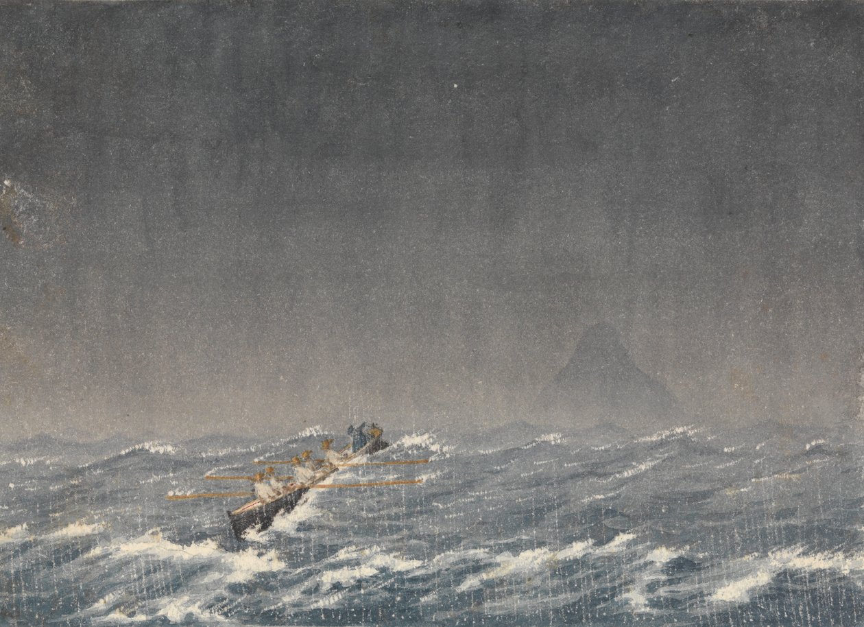 Yderste ankerplads i en byge, Mazatlan [Mexico], 22. august 1850, kl. 8.00. ... "Forespørgsel, hvilken vej er der til skibet"